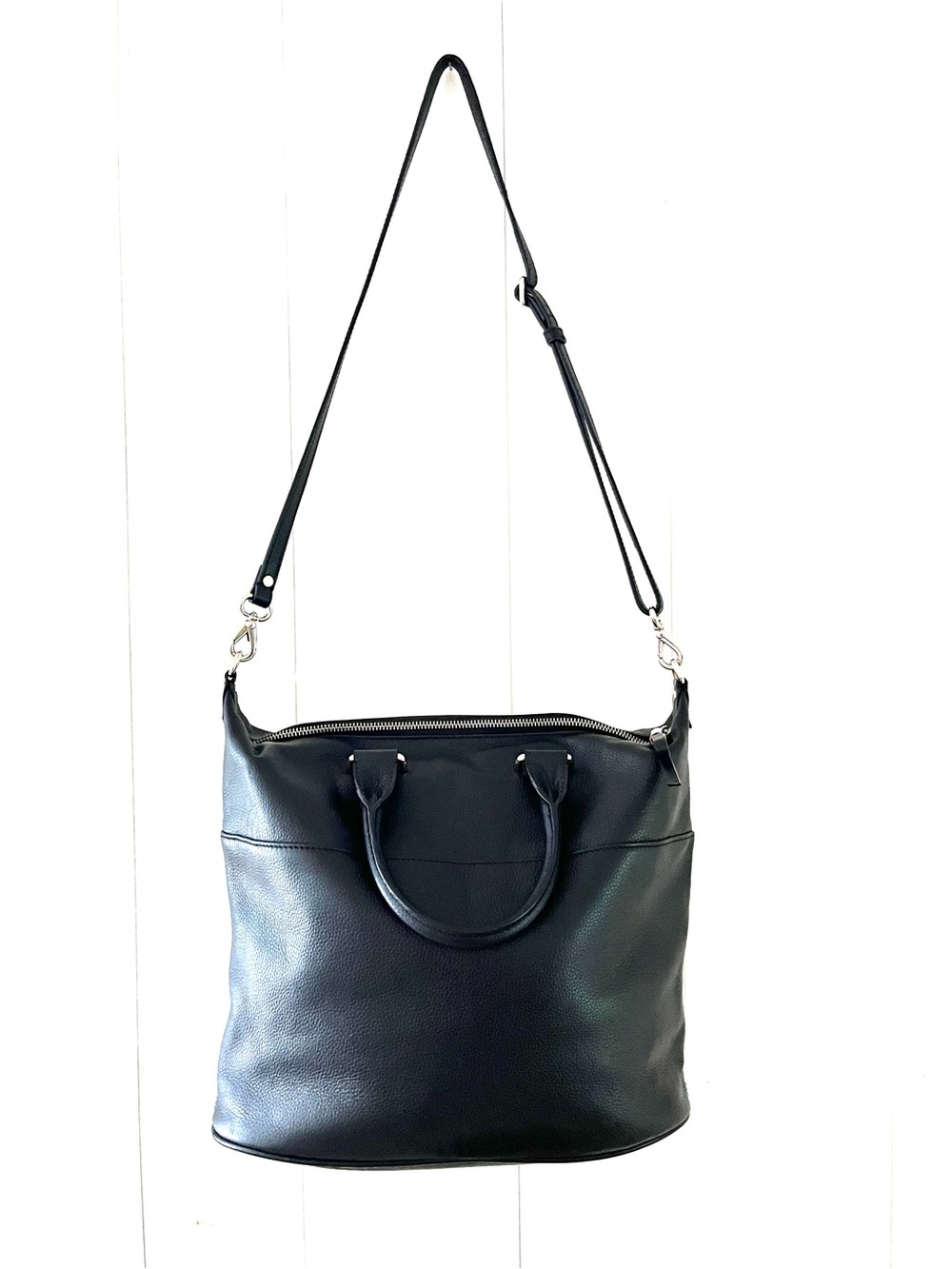 Banana Republic Black Pebbled Leather Satchel/Shoulder Bag